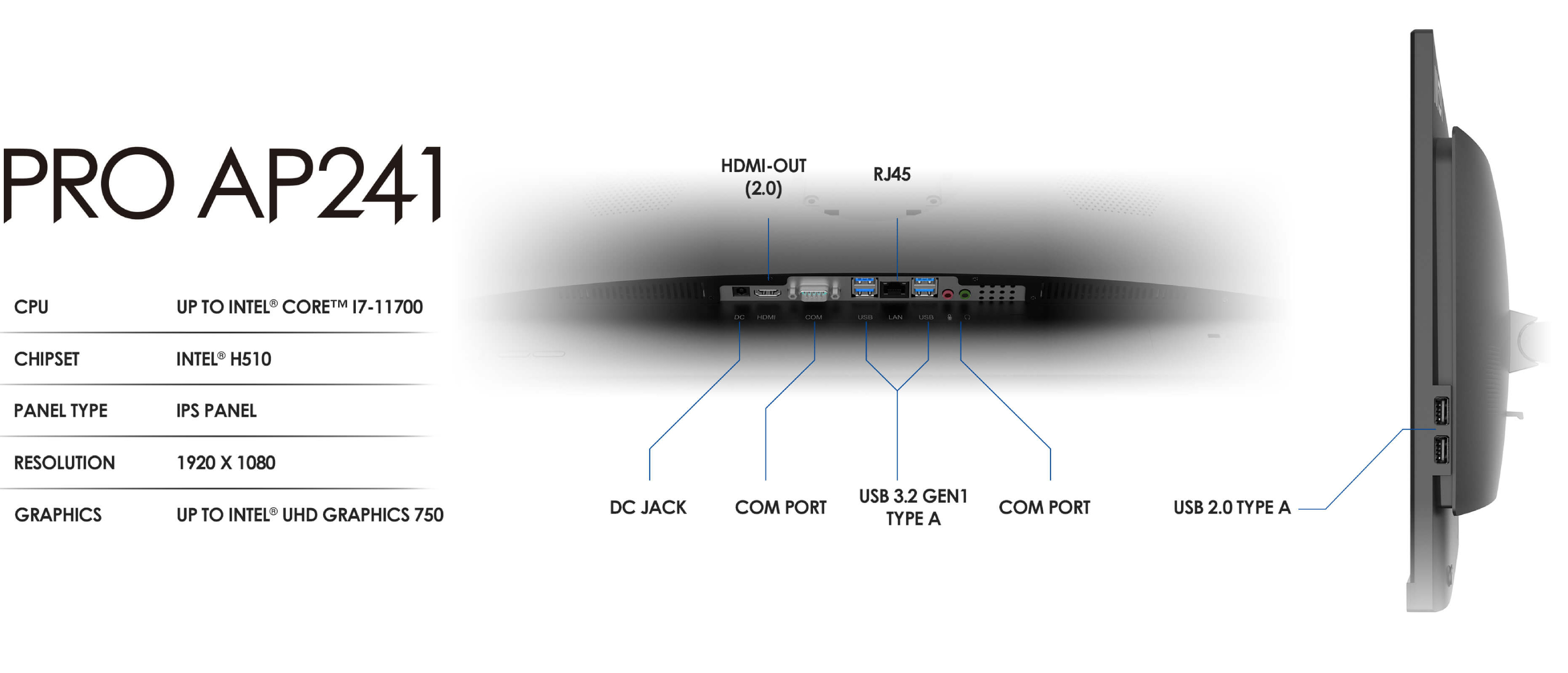 MSI All-in-One Computer PRO AP241 11M-005US Intel Core i7 11th Gen